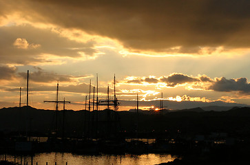 Image showing Eilat marina at sunset