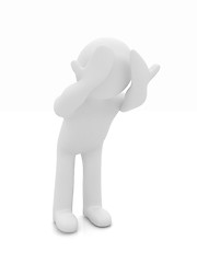 Image showing 3d personage with hands on face on white background. Series: hum