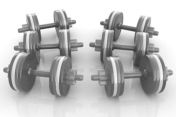 Image showing Colorful dumbbells on a white background