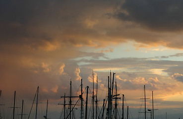 Image showing Eilat marina at sunset