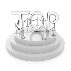 Image showing Top icon on podium on white background. 3d rendered image 