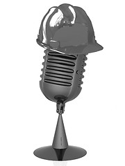 Image showing New 3d concept of technology education with microphone and hard 