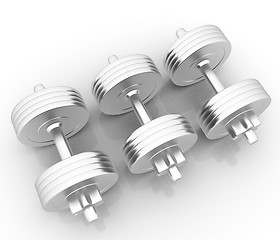 Image showing Metall dumbbells on a white background