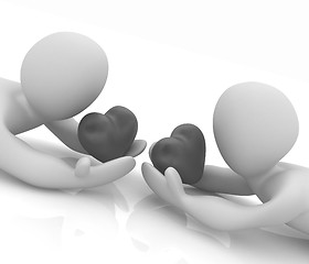 Image showing 3D humans lying and holds heart