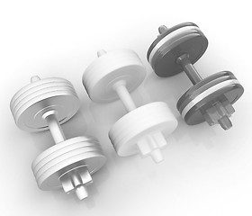 Image showing Colorfull dumbbells on a white background