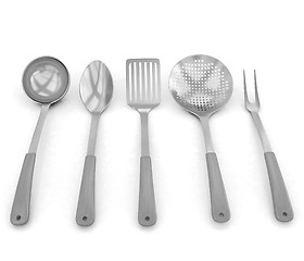 Image showing gold cutlery on white background 