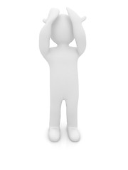 Image showing 3d personage with hands on face on white background. Series: hum