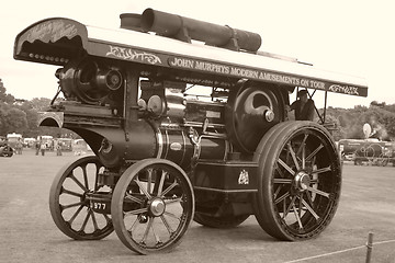 Image showing large black traction steam engine