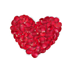 Image showing Heart of red rose petals isolated. EPS 10