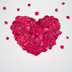 Image showing Heart of red rose petals. EPS 10