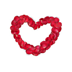 Image showing Heart of red rose petals isolated. EPS 10