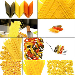 Image showing various type of Italian pasta collage