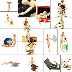 Image showing wood mannequin collage