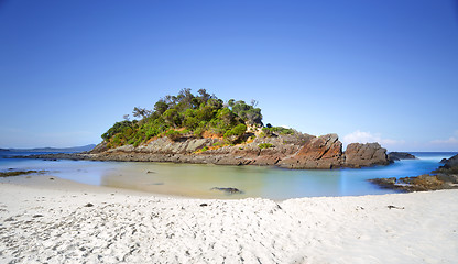 Image showing Little island at Number One Beach, Seal Rocks, Myall Lakes Natio