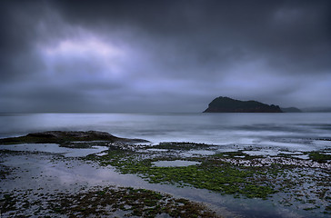 Image showing Silver Pearl - Pearl Beach foggy cloudy morning at dawn