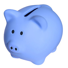 Image showing Blue a piggy bank