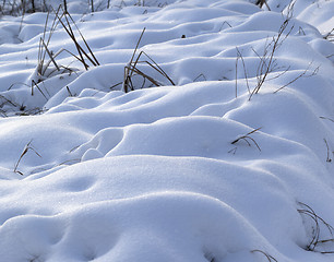 Image showing Snowdrifts after snowfall in morning