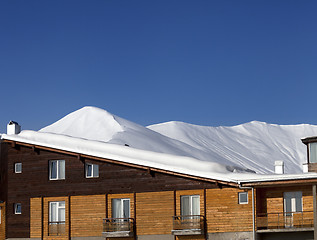 Image showing Hotel in snow at winter mountains