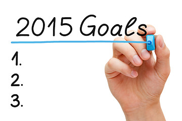 Image showing Goals 2015 Hand Blue Marker