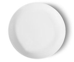 Image showing One Isolated White Porcelain Plate Top View
