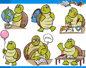 Image showing turtle character student cartoon set