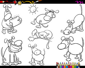 Image showing dogs set cartoon coloring page