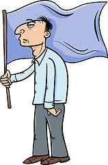 Image showing man with flag cartoon illustration