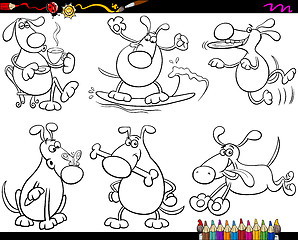 Image showing dogs set cartoon coloring page