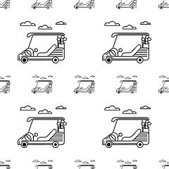 Image showing Seamless vector background for golf. Golf cart