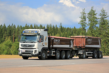 Image showing Volvo FMX Construction Trailer Truck on the Road