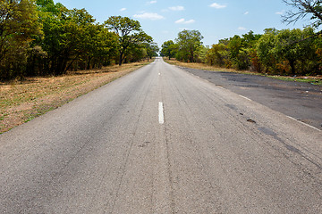 Image showing Endless road with blue sky