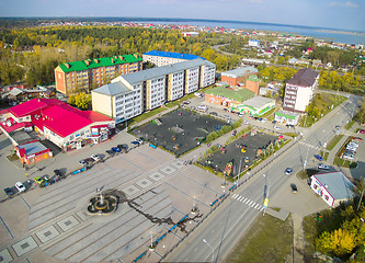 Image showing Aerial view on square with fountain