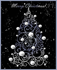 Image showing Christmas card.    Christmas background with christmas tree.