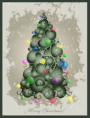 Image showing Christmas card.    Christmas background with christmas tree. Chr