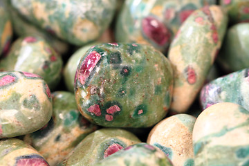 Image showing ruby gem in green mineral 