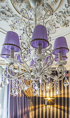 Image showing crystal chandelier with shade