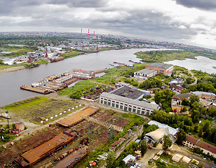 Image showing Aerial view on Tyumen Repair Yard. Russia