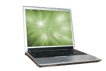 Image showing Isolated laptop with abstract background on the screen