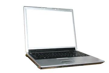 Image showing Isolated laptop with white screen - can be used as a base for more complex illustrations