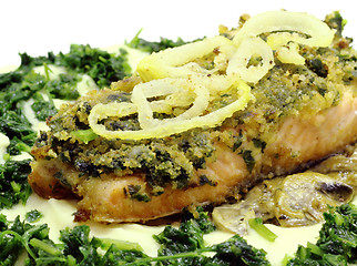 Image showing Fried salmon