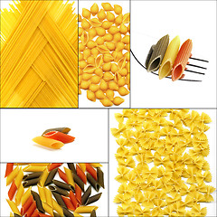 Image showing various type of Italian pasta collage