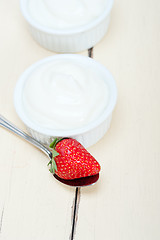 Image showing organic Greek yogurt and strawberry