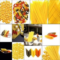 Image showing various type of Italian pasta collage