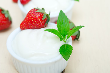 Image showing organic Greek yogurt and strawberry