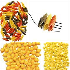 Image showing various type of Italian pasta collage