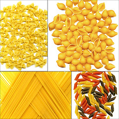 Image showing various type of Italian pasta collage