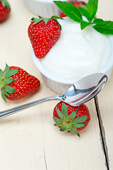 Image showing organic Greek yogurt and strawberry