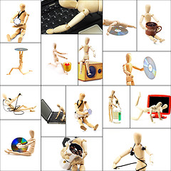 Image showing wood mannequin collage