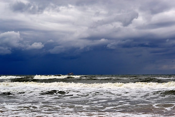 Image showing Waves of the Black Sea in rainy weather.