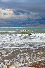 Image showing Waves of the Black Sea in rainy weather.